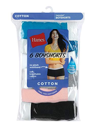 Hanes Women's Sporty Boyshort Panty - 6 - Assorted (6 Pack)