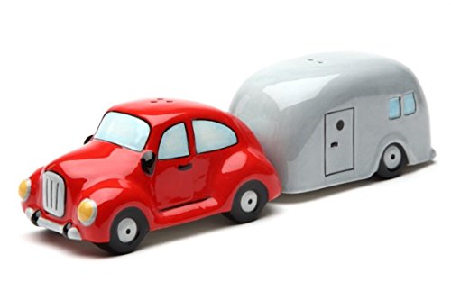 Car and Trailer Ceramic Magnetic Salt and Pepper Shaker Set