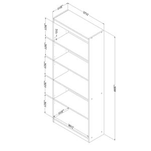 South Shore Axess 5-Shelf Bookcase - Royal Cherry