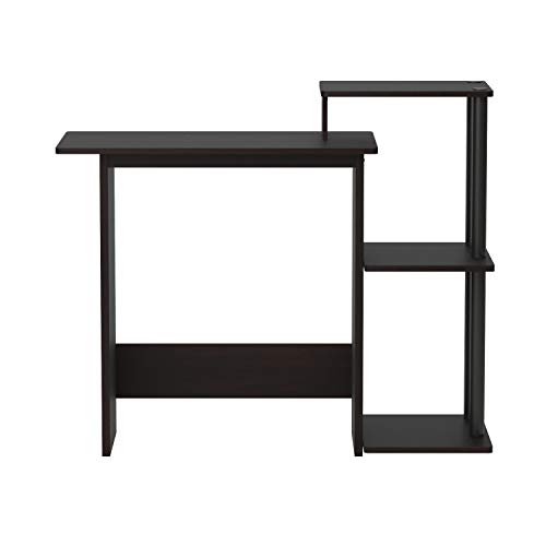 Furinno Efficient Home Laptop Notebook Computer Desk with Square Shelves, Espresso/Black