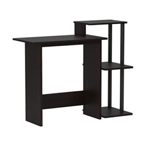 Furinno Efficient Home Laptop Notebook Computer Desk with Square Shelves, Espresso/Black