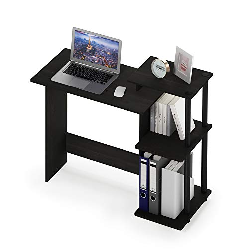 Furinno Efficient Home Laptop Notebook Computer Desk with Square Shelves, Espresso/Black