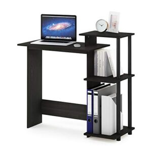 Furinno Efficient Home Laptop Notebook Computer Desk with Square Shelves, Espresso/Black