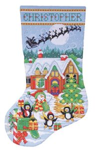 tobin penguin party counted cross stitch stocking kit