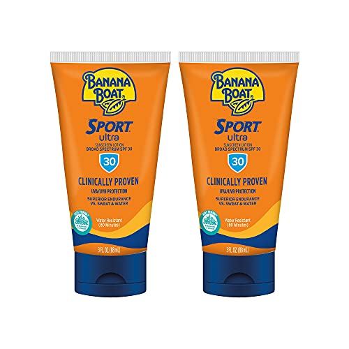 Banana Boat Sport Ultra SPF 30 Sunscreen Lotion, 3oz | Travel Size Sunscreen, Banana Boat Sunscreen SPF 30 Lotion, Oxybenzone Free Sunscreen, Sunblock Lotion Sunscreen SPF 30, 3oz each Twin Pack