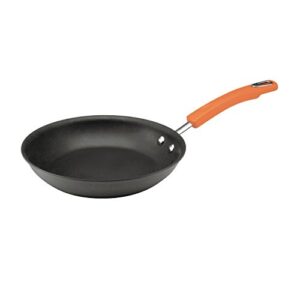rachael ray brights hard anodized nonstick frying pan / fry pan / hard anodized skillet - 10 inch, gray with orange handles
