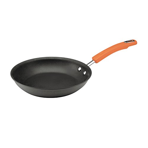 Rachael Ray Brights Hard Anodized Nonstick Frying Pan / Fry Pan / Hard Anodized Skillet - 10 Inch, Gray with Orange Handles