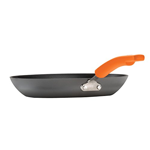 Rachael Ray Brights Hard Anodized Nonstick Frying Pan / Fry Pan / Hard Anodized Skillet - 10 Inch, Gray with Orange Handles