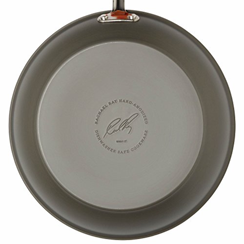 Rachael Ray Brights Hard Anodized Nonstick Frying Pan / Fry Pan / Hard Anodized Skillet - 10 Inch, Gray with Orange Handles