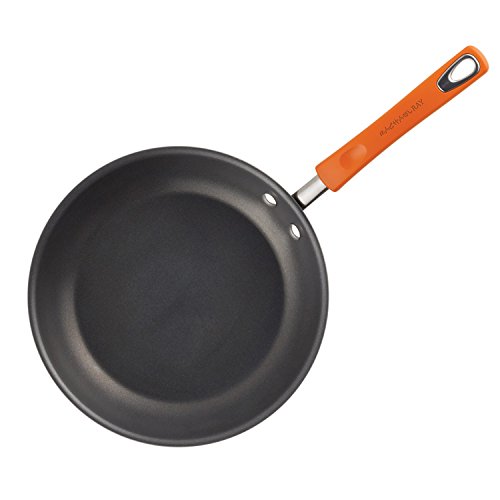 Rachael Ray Brights Hard Anodized Nonstick Frying Pan / Fry Pan / Hard Anodized Skillet - 10 Inch, Gray with Orange Handles