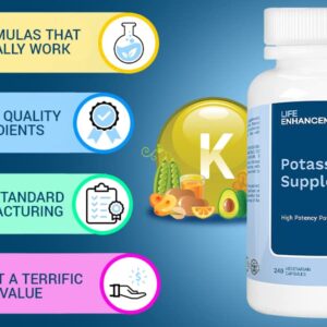 Life Enhancement Potassium Supplement, 1020 mg,120 Servings, 240 caps