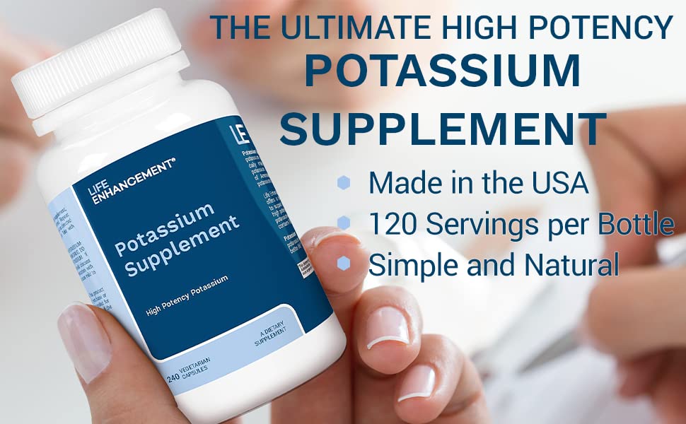 Life Enhancement Potassium Supplement, 1020 mg,120 Servings, 240 caps