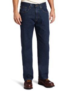 carhartt men's traditional fit denim five pocket jean,dark vintage blue (closeout),42 x 34