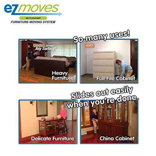 Allstar Innovations EZ Moves Furniture Moving System for Carpeted & Hard Floor Surfaces, Move Heavy Furniture Quickly & Easily, As Seen on TV (1 Lifter Tool & 8 Sliders)