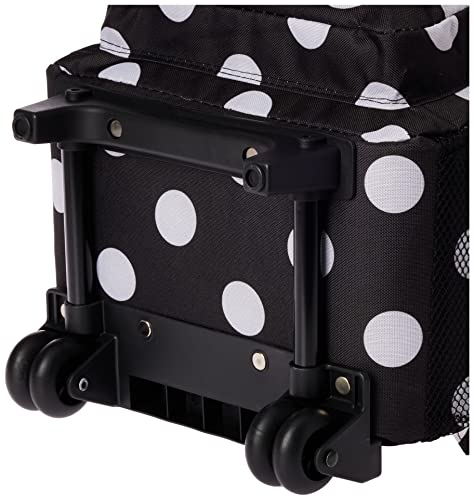 Rockland Double Handle Rolling Backpack, Black Dot, 17-Inch