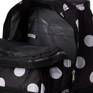 Rockland Double Handle Rolling Backpack, Black Dot, 17-Inch