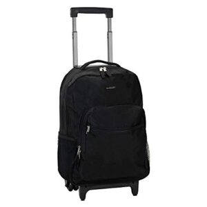 rockland double handle rolling backpack, black, 17-inch