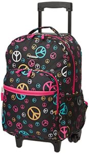 rockland double handle rolling backpack, peace, 17-inch