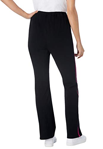 Woman Within Women's Plus Size Stretch Cotton Side-Stripe Bootcut Pant - 2X, Black White
