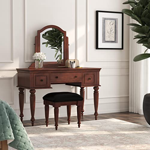 Lafayette Cherry Vanity Table and Bench by Home Styles