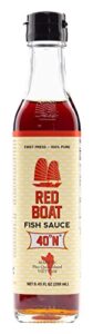 red boat - fish sauce, 8.45 ounce - chef’s grade, gluten free, sustainably sourced & artisan processed, 100% pure, protein rich, no added msg or preservatives.