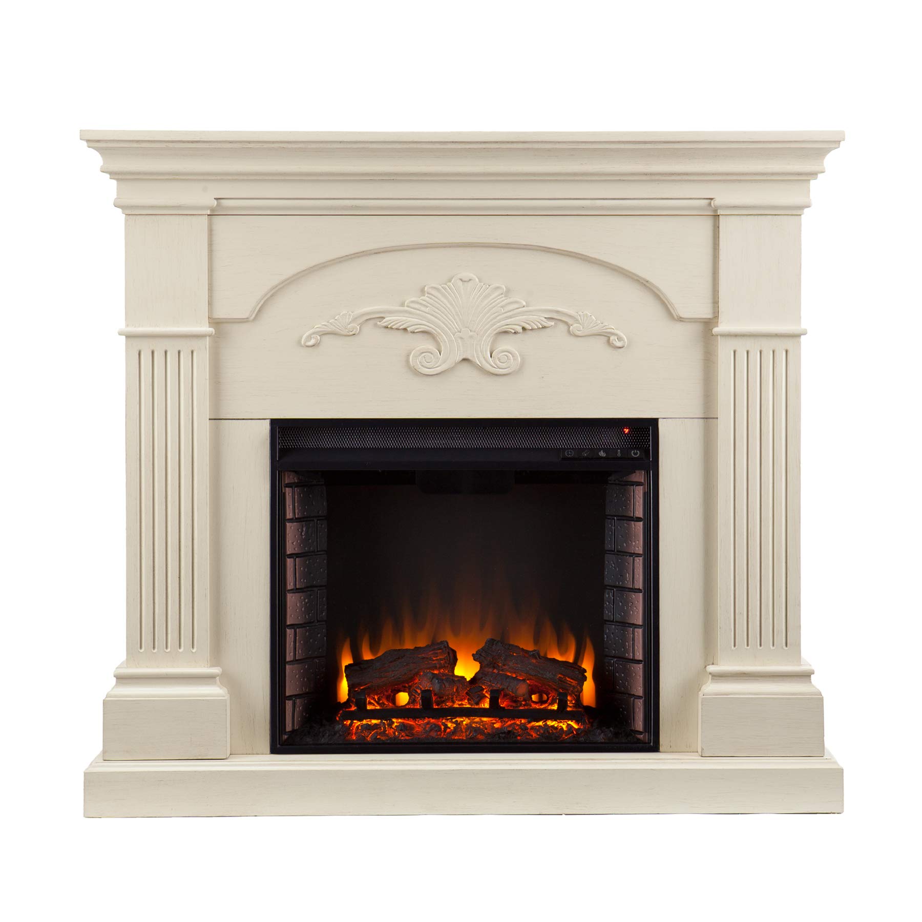 SEI Furniture Sicilian Harvest Traditional Style Electric Fireplace, Ivory