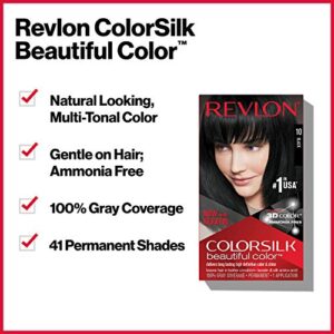 Revlon Permanent Hair Color, Permanent Hair Dye, Colorsilk with 100% Gray Coverage, Ammonia-Free, Keratin and Amino Acids, 11 Soft Black, 4.4 Oz (Pack of 1)