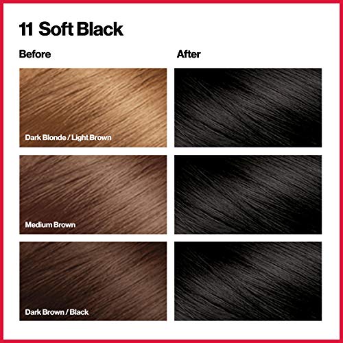 Revlon Permanent Hair Color, Permanent Hair Dye, Colorsilk with 100% Gray Coverage, Ammonia-Free, Keratin and Amino Acids, 11 Soft Black, 4.4 Oz (Pack of 1)