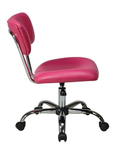 OSP Home Furnishings Vista Faux Leather Seat and Back Task Chair with Chrome Accents, Pink