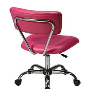 OSP Home Furnishings Vista Faux Leather Seat and Back Task Chair with Chrome Accents, Pink