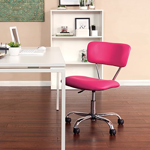 OSP Home Furnishings Vista Faux Leather Seat and Back Task Chair with Chrome Accents, Pink