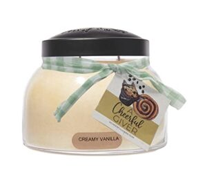 a cheerful giver - creamy vanilla mama scented glass jar candle (22oz) with lid & true to life fragrance made in usa