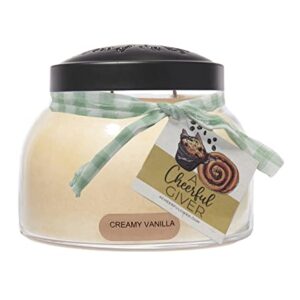 A Cheerful Giver - Creamy Vanilla Mama Scented Glass Jar Candle (22oz) with Lid & True to Life Fragrance Made in USA