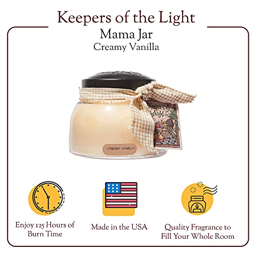 A Cheerful Giver - Creamy Vanilla Mama Scented Glass Jar Candle (22oz) with Lid & True to Life Fragrance Made in USA