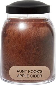 a cheerful giver - aunt kook's apple cider baby scented glass jar candle (6oz) with lid & true to life fragrance made in usa