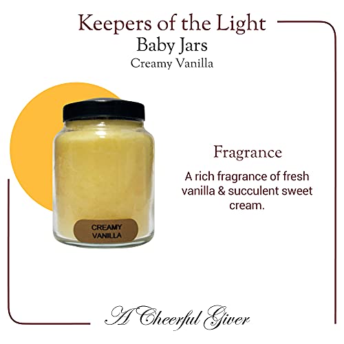 A Cheerful Giver - Creamy Vanilla Baby Scented Glass Jar Candle (6oz) with Lid & True to Life Fragrance Made in USA