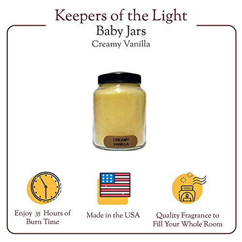 A Cheerful Giver - Creamy Vanilla Baby Scented Glass Jar Candle (6oz) with Lid & True to Life Fragrance Made in USA