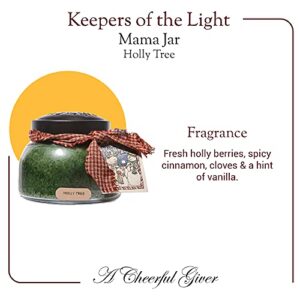 A Cheerful Giver - Holly Tree Mama Scented Glass Jar Candle (22oz) with Lid & True to Life Fragrance Made in USA