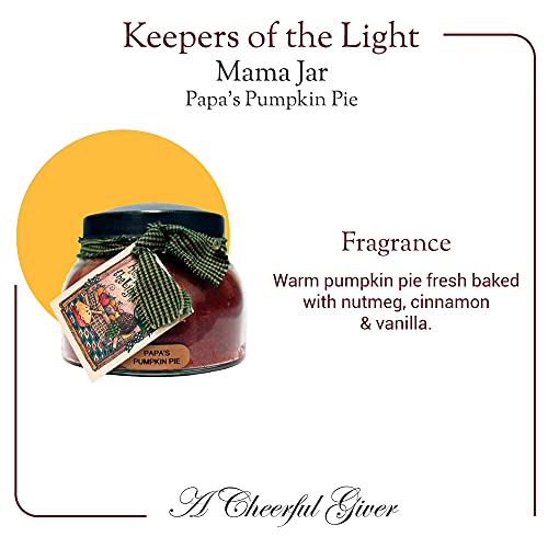 A Cheerful Giver - Papa's Pumpkin Pie Mama Scented Glass Jar Candle (22oz) with Lid & True to Life Fragrance Made in USA