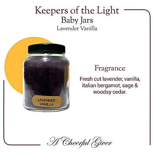 A Cheerful Giver - Lavender Vanilla Baby Scented Glass Jar Candle (6oz) with Lid & True to Life Fragrance Made in USA