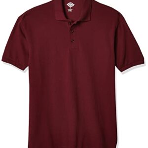 Dickies Men's Short Sleeve Pique Polo, Burgundy, Medium