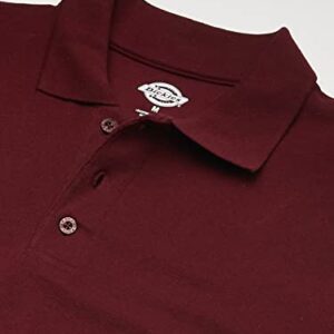 Dickies Men's Short Sleeve Pique Polo, Burgundy, Medium