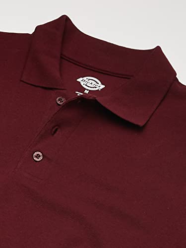 Dickies Men's Short Sleeve Pique Polo, Burgundy, Medium