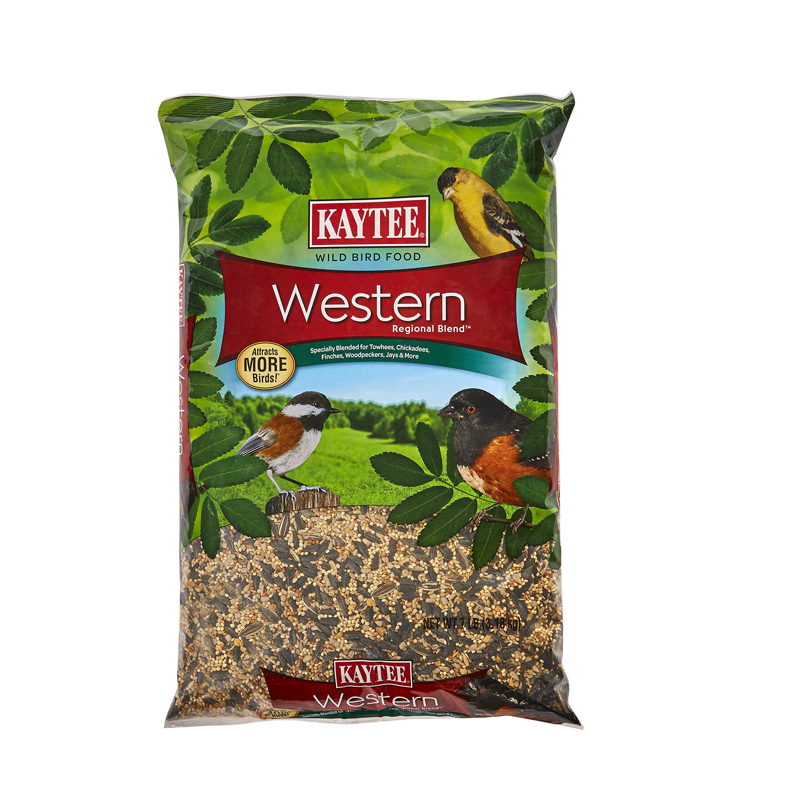 Kaytee Western Wild Bird Food Seed For Cardinals, Finches, Chickadees, Woodpeckers, Buntings and More, 7 Pounds