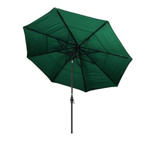 California Umbrella GSCU118117-5446-DWV 11' Round Aluminum Market, Crank Lift, Collar Tilt, Bronze Pole, Sunbrella Forest Green Patio Umbrella, 11-Foot