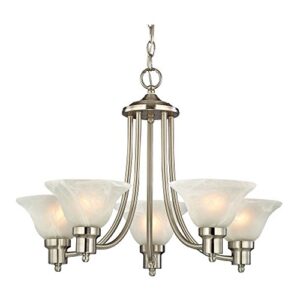 design classics lighting satin nickel modern hanging chandelier light fixture with alabaster glass shades