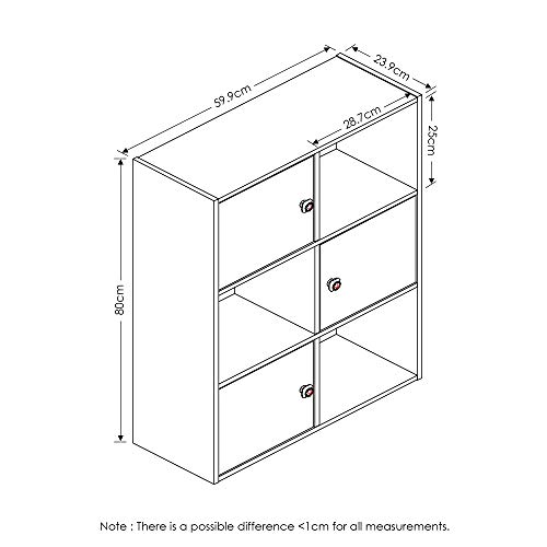 Furinno Pasir 3 Tier Shelf with 3 Door/Round Handle, Steam Beech