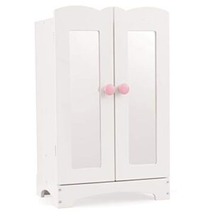 kidkraft wooden lil' doll armoire with 6 hangers, furniture for 18-inch dolls - white gift for ages 3+