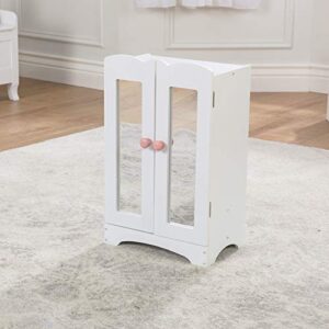 KidKraft Wooden Lil' Doll Armoire with 6 Hangers, Furniture for 18-Inch Dolls - White Gift for Ages 3+