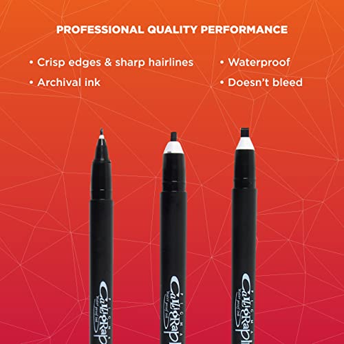 SAKURA Pigma Calligrapher Brush Pens - Archival Black Ink Pens - Pens for Lettering and Modern Calligraphy - Black Ink - 1 mm, 2 mm, & 3 mm Nibs - 3 Pack